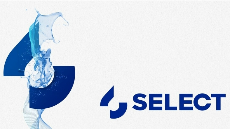 Select Water company logo with stylised blue water splash graphic