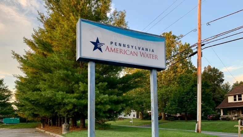 Pennsylvania American Water sign outside utility facility